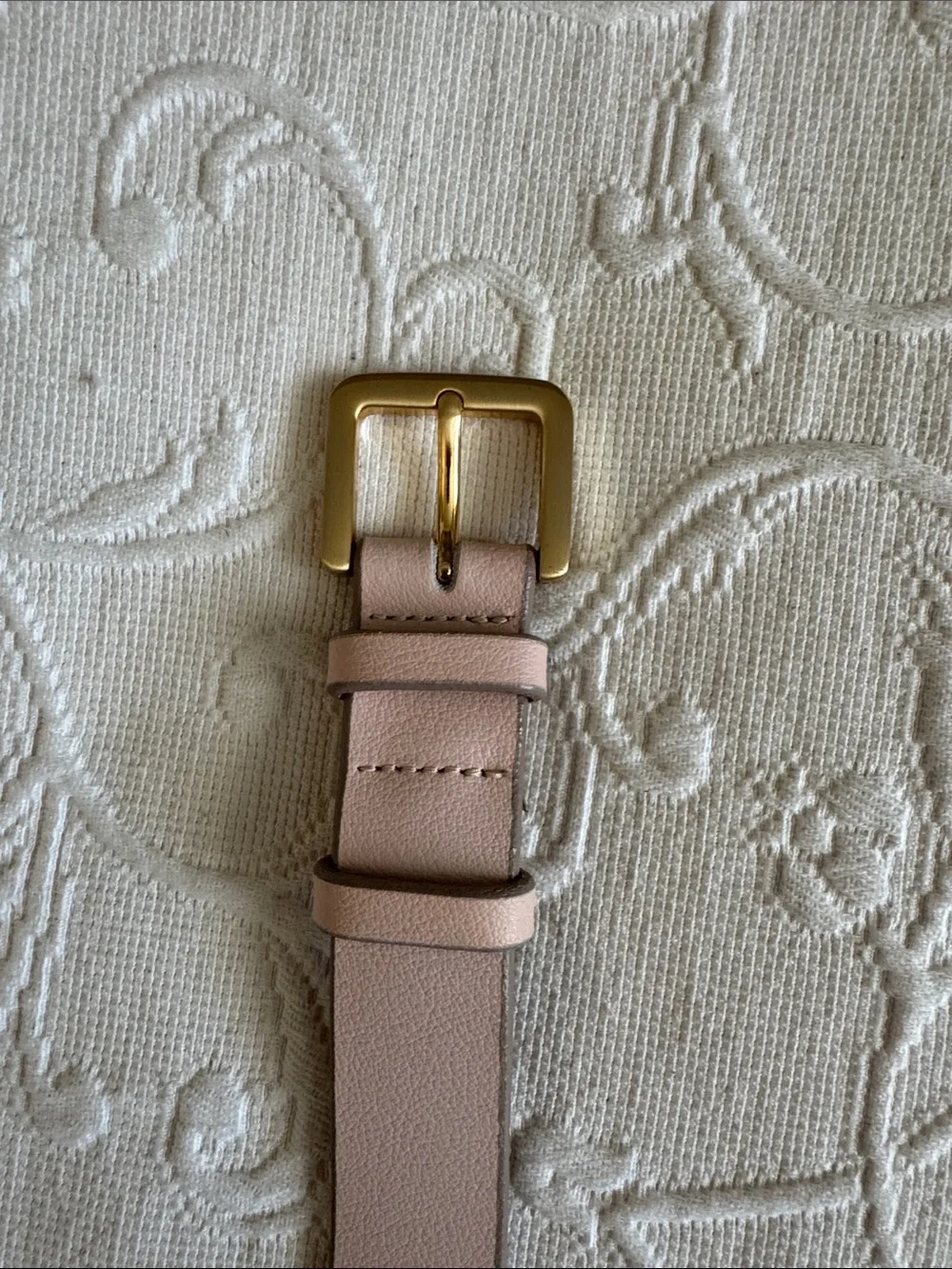 J. Crew Pale Pink Genuine Italian Leather Belt with Gold Buckle - Picture 2 of 9